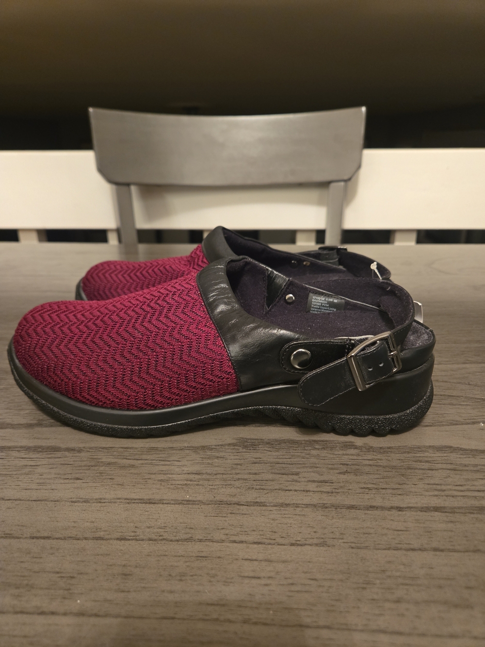 Drew Clogs Women Savannah Burgundy Black 17100 Fabric Upper - Size 9.5M